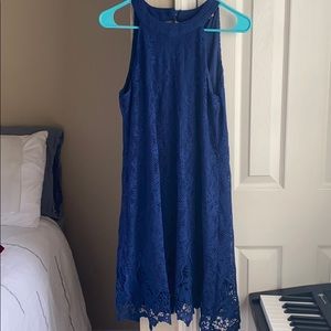 Blue Lace Sleeveless Dress